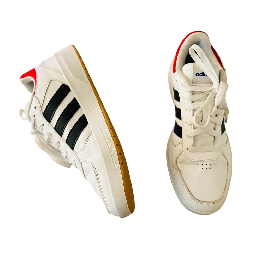 Adidas Court Team White Black Red Sneakers Casual Shoes‎ Mens Size 8/ 9.5 Women